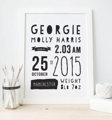 New Baby Personalised Print