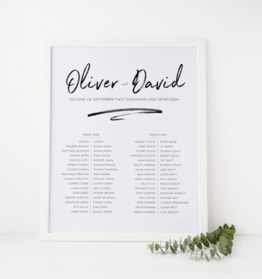 Modern Script Table Plan Poster
